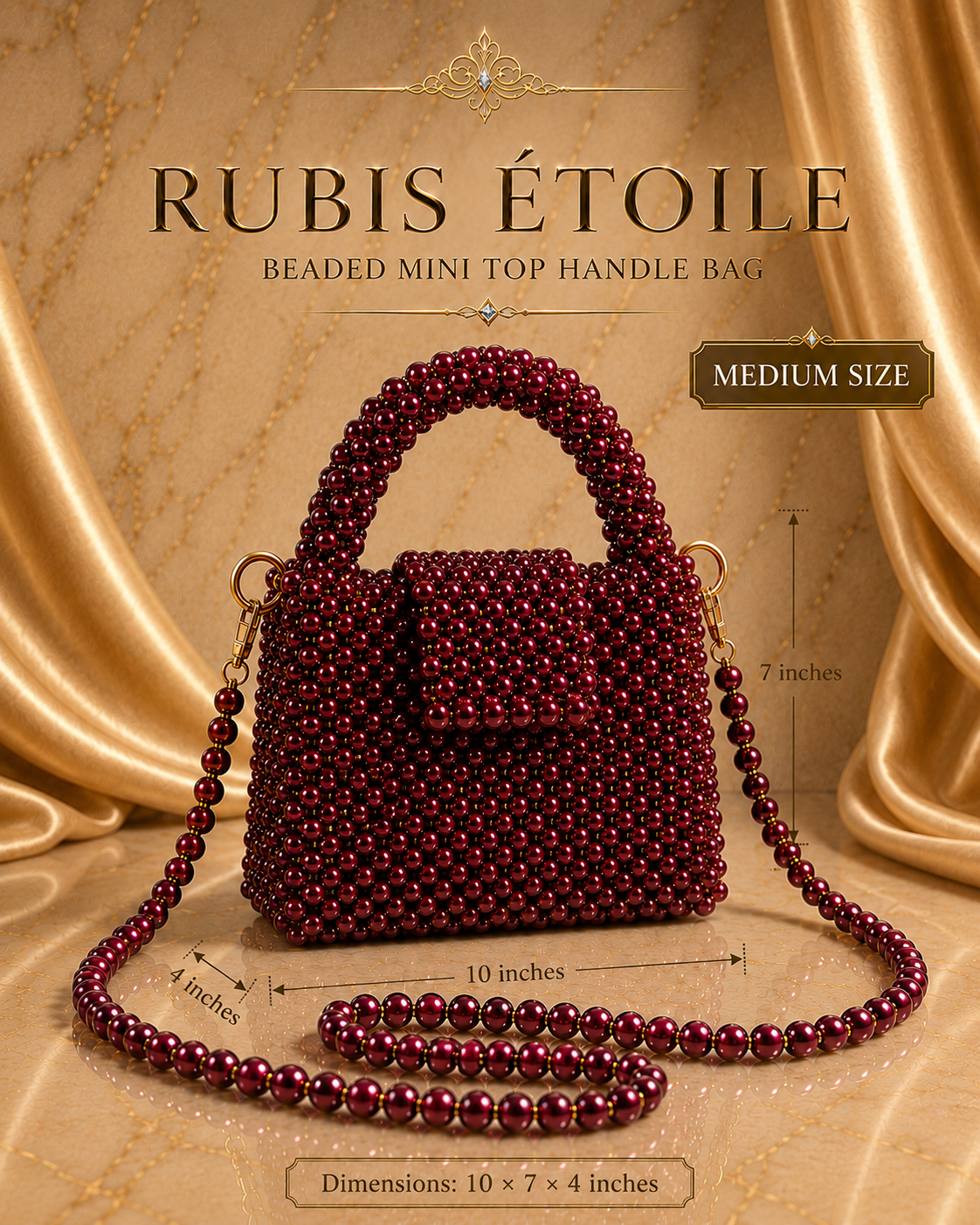 Rubis Étoile Beaded Mini Top Handle Bag