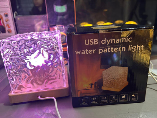 Dynamic Rotating Water Ripple Night Light 12 Colors Flame