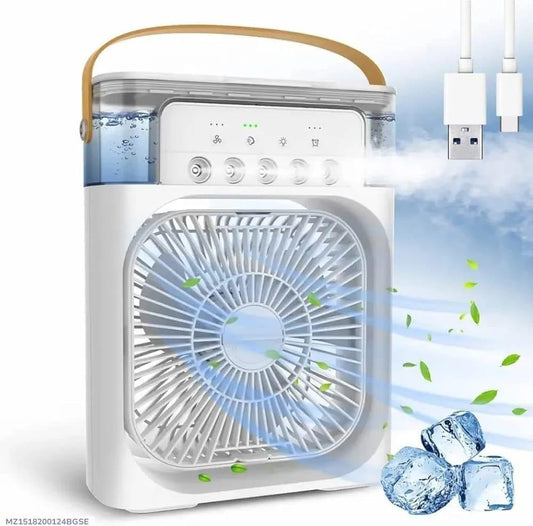 Raywa Summer Cooling Combo – Portable Air Cooler Fan & Rechargeable Leafless Neck Fan