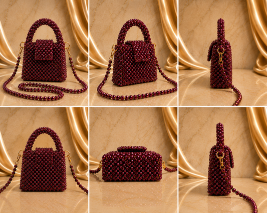 Rubis Étoile Beaded Mini Top Handle Bag