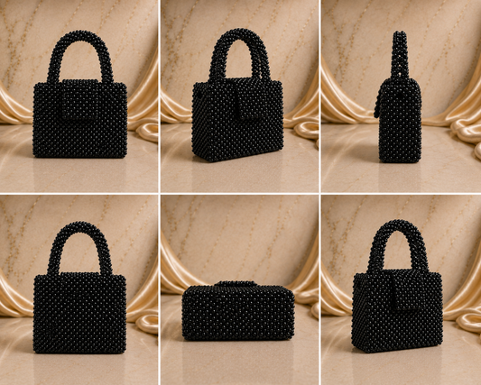 Noir Éclat Beaded Bag