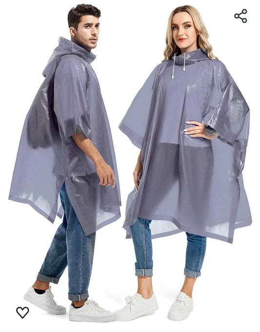Reusable Waterproof Rain Poncho for Adults | Heavy Duty Hooded Emergency Rain Coat