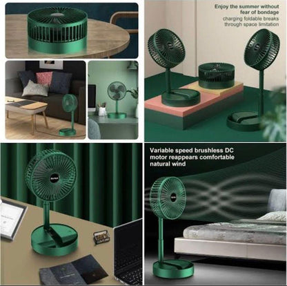 Foldable Rechargeable Fan Green ABS Portable Cooling