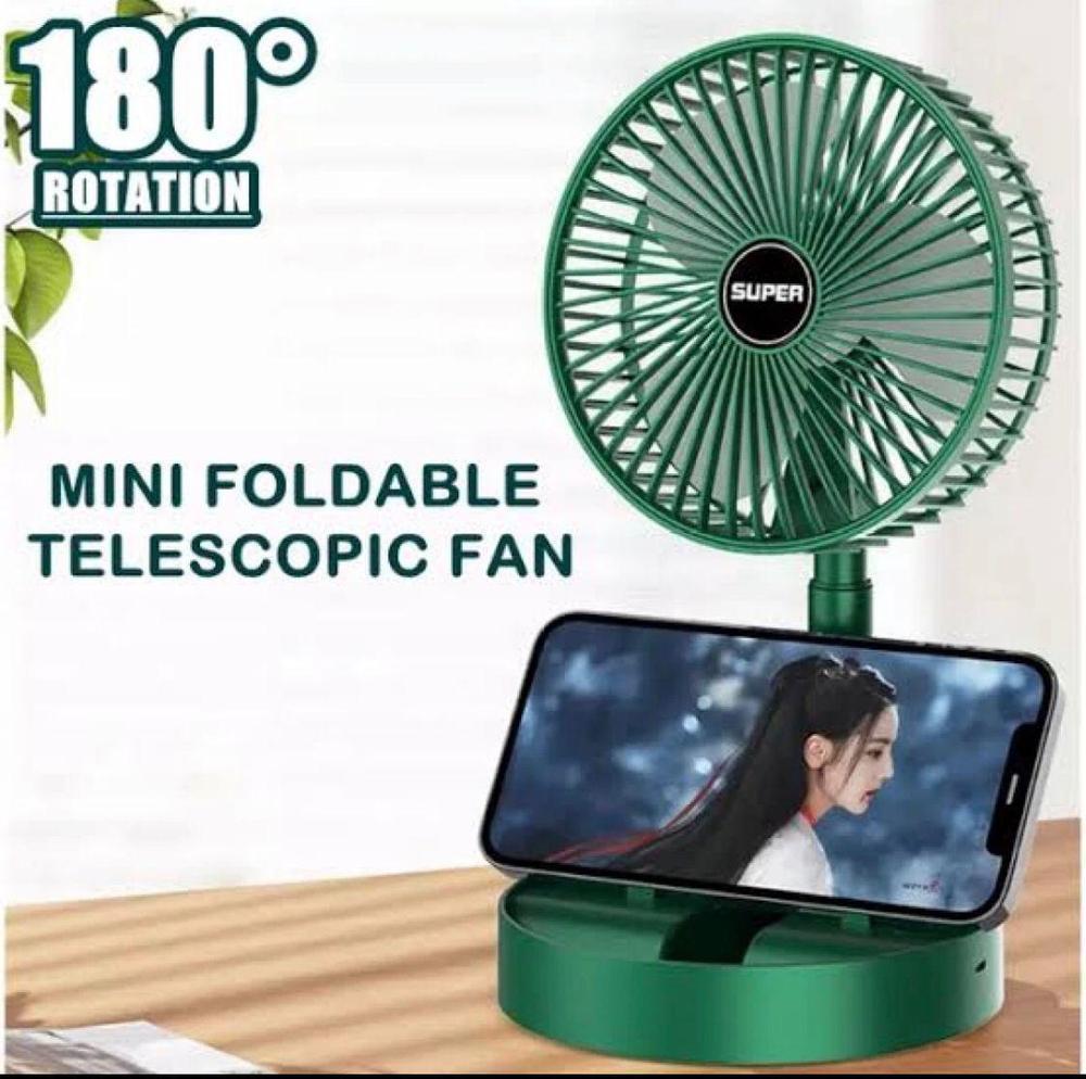 Foldable Rechargeable Fan Green ABS Portable Cooling
