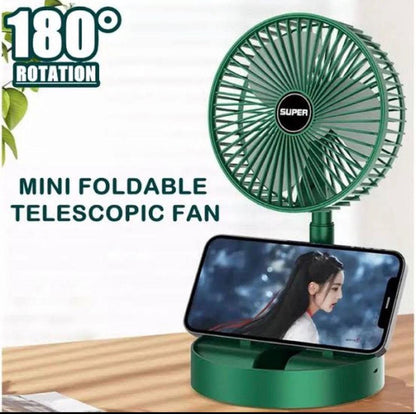 Foldable Rechargeable Fan Green ABS Portable Cooling