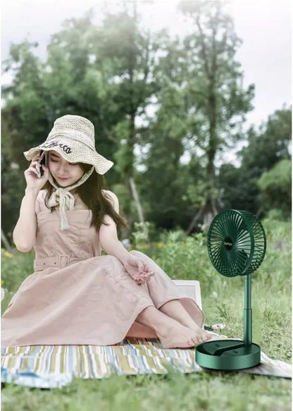 Foldable Rechargeable Fan Green ABS Portable Cooling