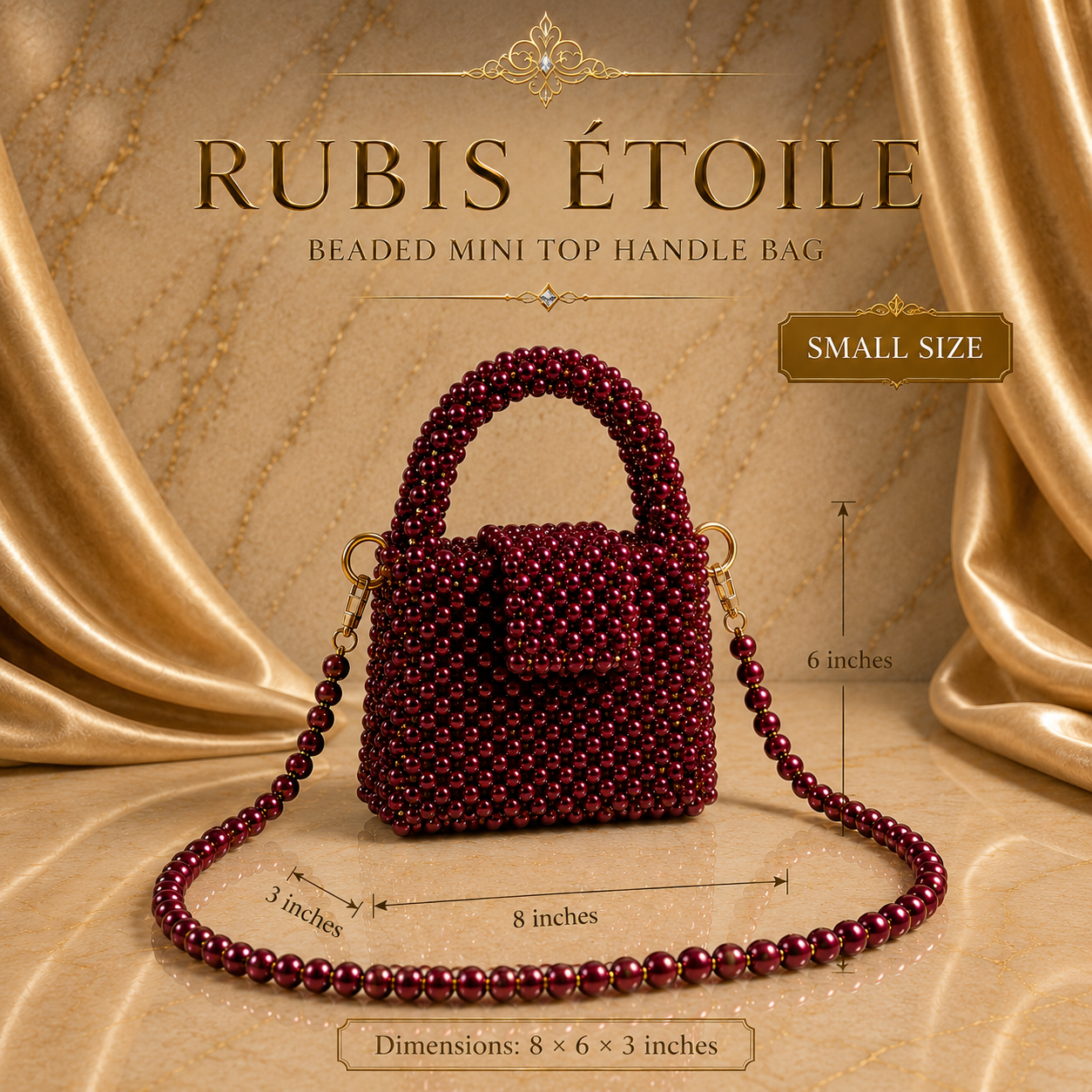 Rubis Étoile Beaded Mini Top Handle Bag