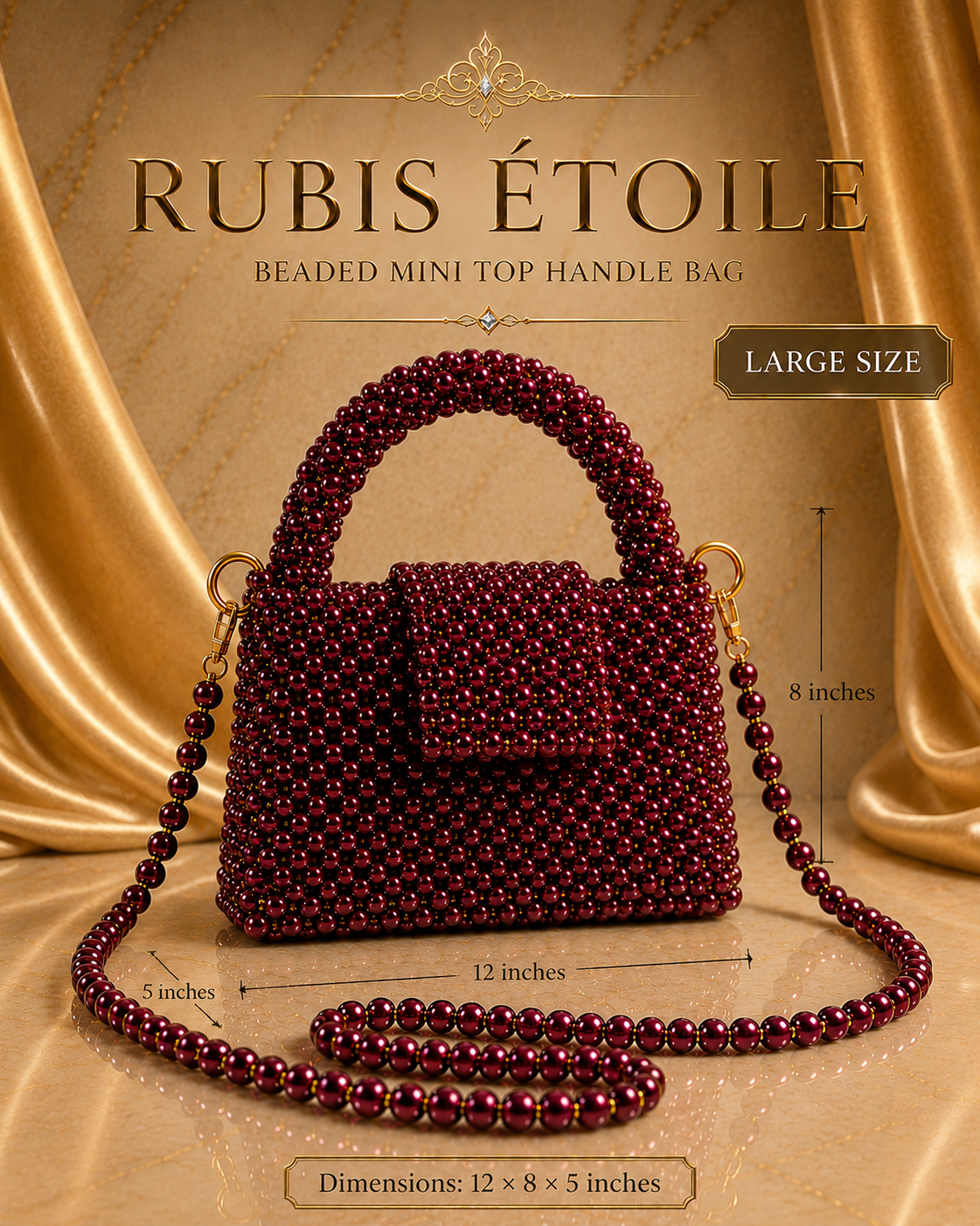 Rubis Étoile Beaded Mini Top Handle Bag