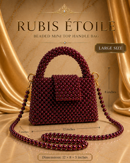 Rubis Étoile Beaded Mini Top Handle Bag