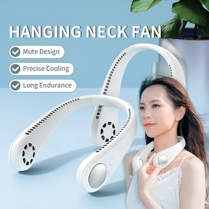 X5 Leafless Hanging Neck Fan with Adjustable Neck Band - Portable Rechargeable Neck Fan - Neck Fan For Summer (Random Color)