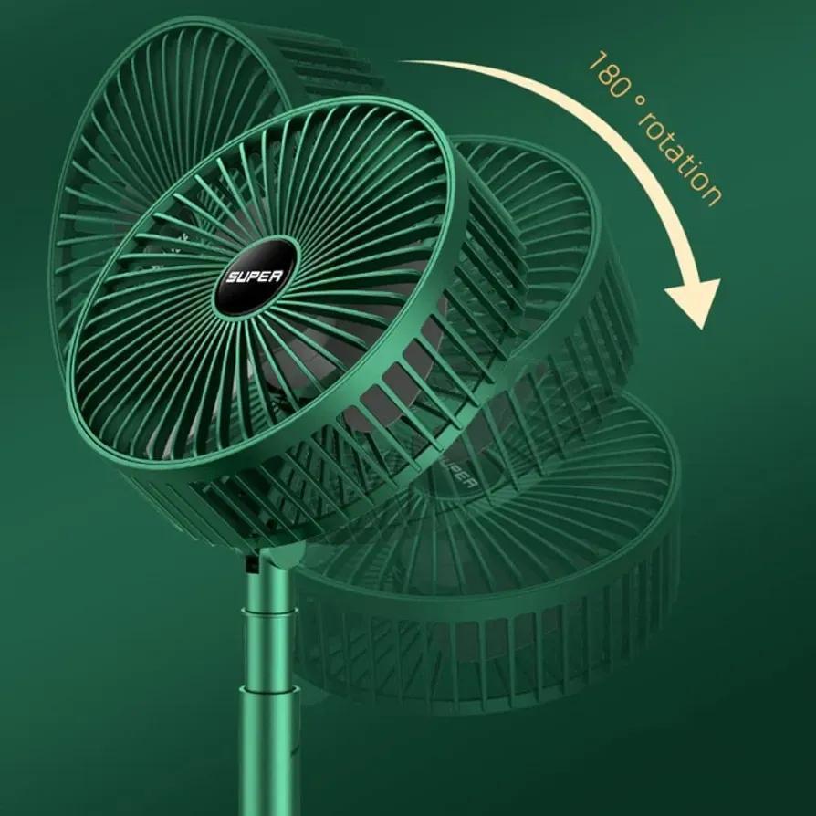 Foldable Rechargeable Fan Green ABS Portable Cooling