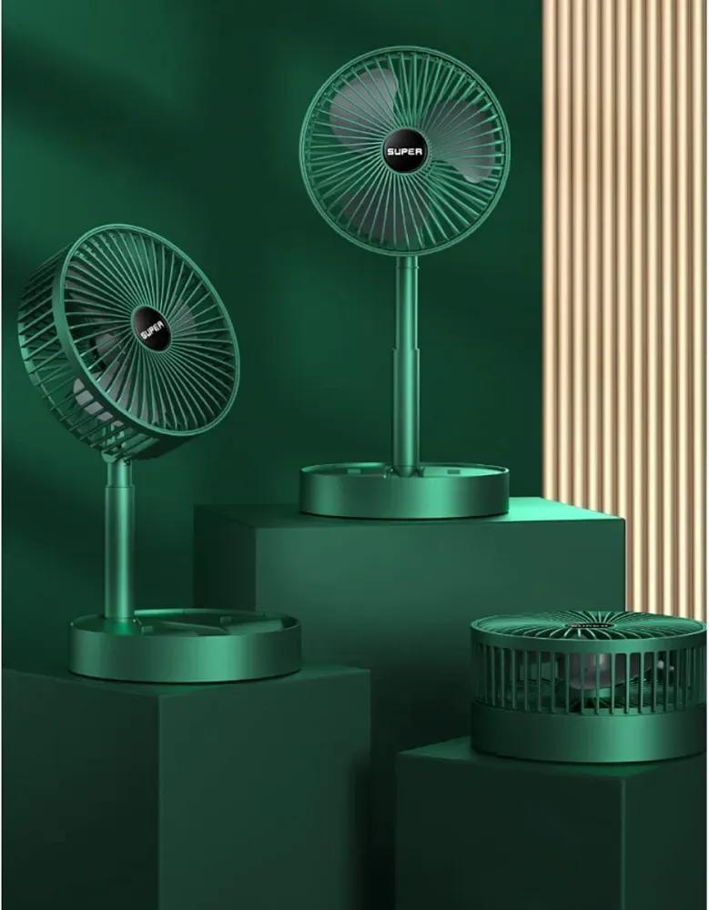 Foldable Rechargeable Fan Green ABS Portable Cooling