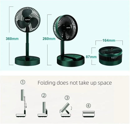 Foldable Rechargeable Fan Green ABS Portable Cooling