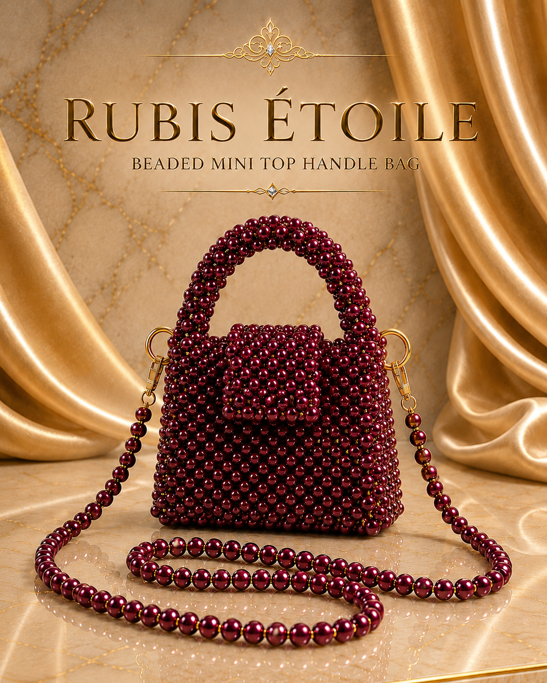 Rubis Étoile Beaded Mini Top Handle Bag