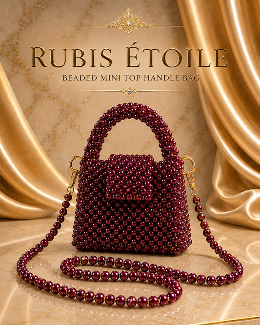 Rubis Étoile Beaded Mini Top Handle Bag