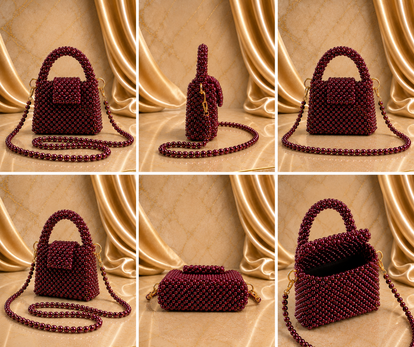 Rubis Étoile Beaded Mini Top Handle Bag