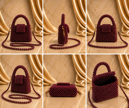 Rubis Étoile Beaded Mini Top Handle Bag