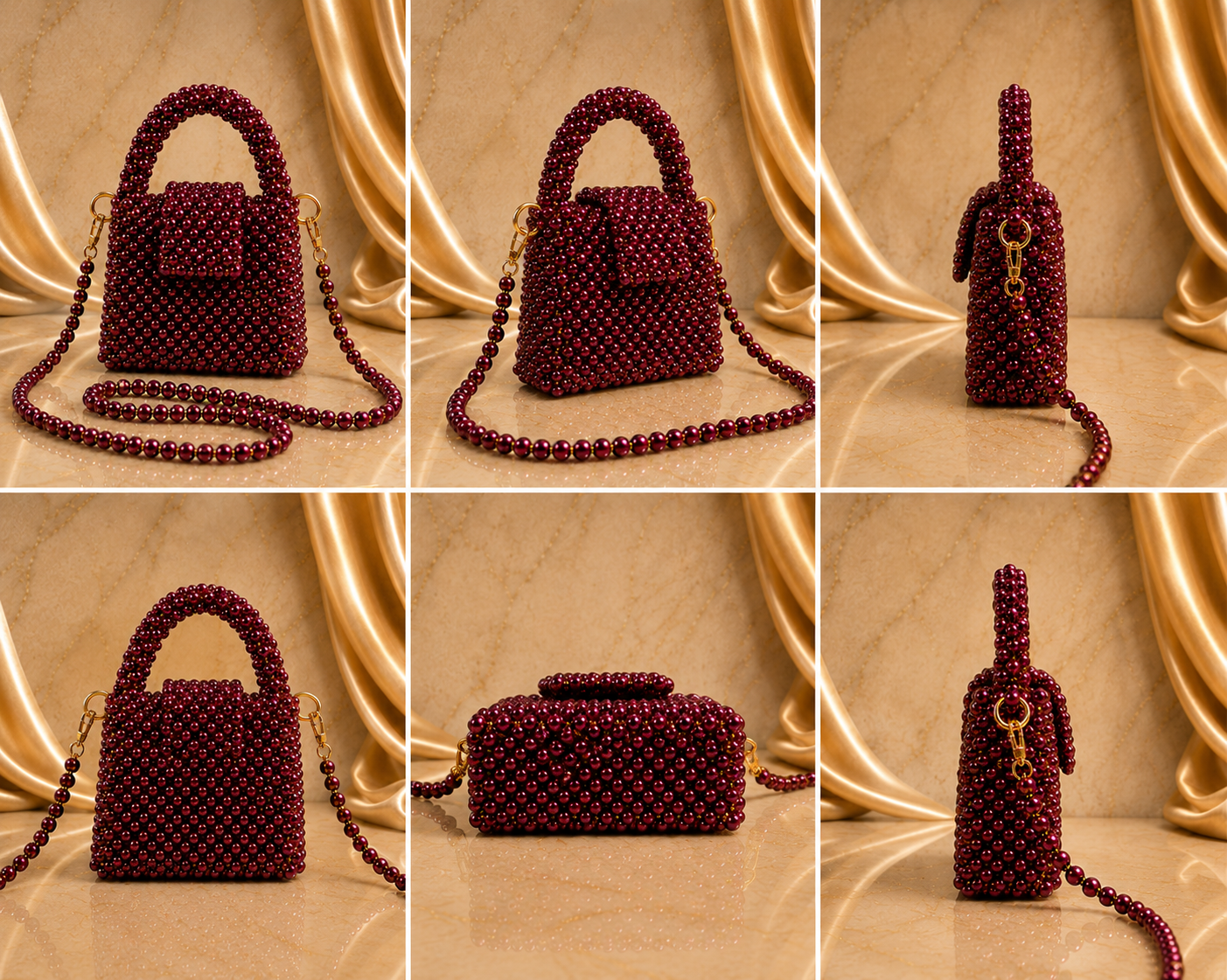 Rubis Étoile Beaded Mini Top Handle Bag