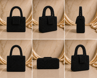 Noir Éclat Beaded Bag