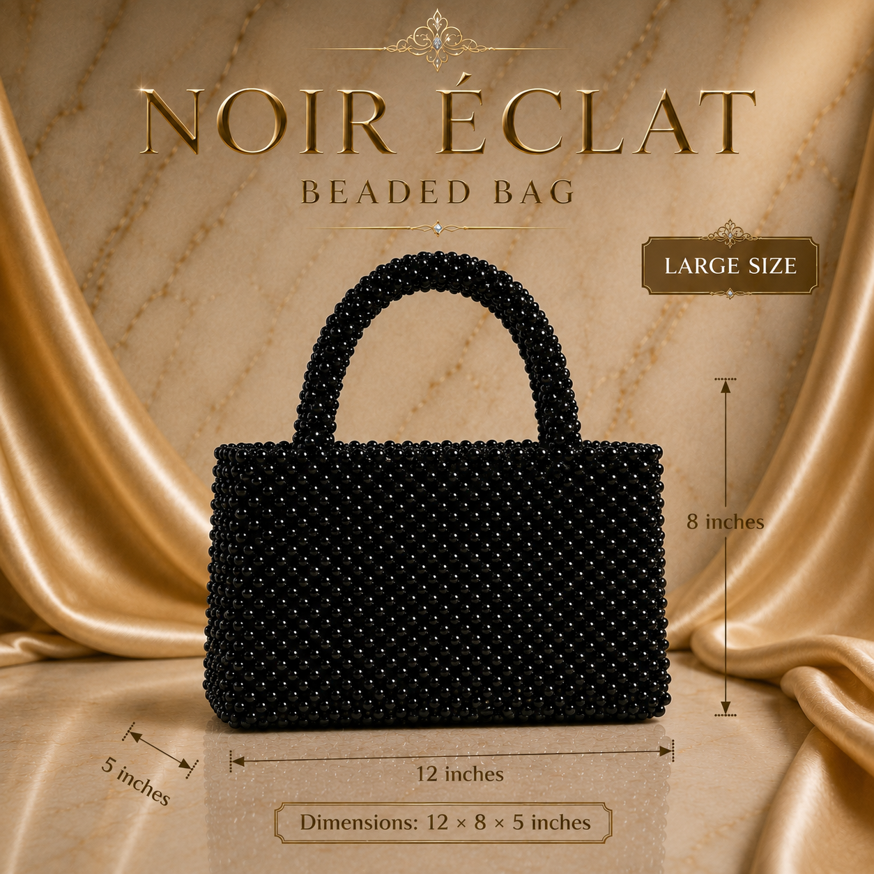 Noir Éclat Beaded Bag