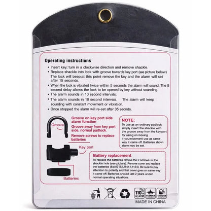 High-Security Gembok Alarm Lock | Waterproof Siren Padlock