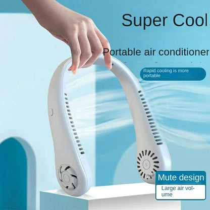 X5 Leafless Hanging Neck Fan with Adjustable Neck Band - Portable Rechargeable Neck Fan - Neck Fan For Summer (Random Color)