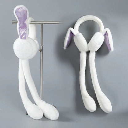 Cute Jumping Rabbit Earmuffs Hat with Moving Ears