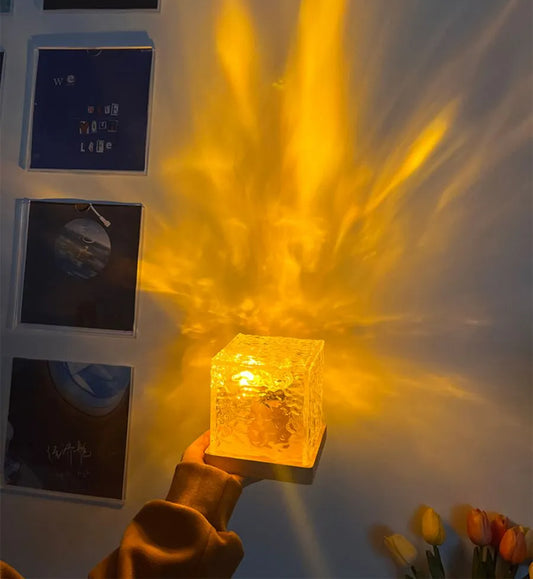 Dynamic Rotating Water Ripple Night Light 12 Colors Flame