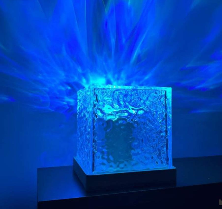 Dynamic Rotating Water Ripple Night Light 12 Colors Flame