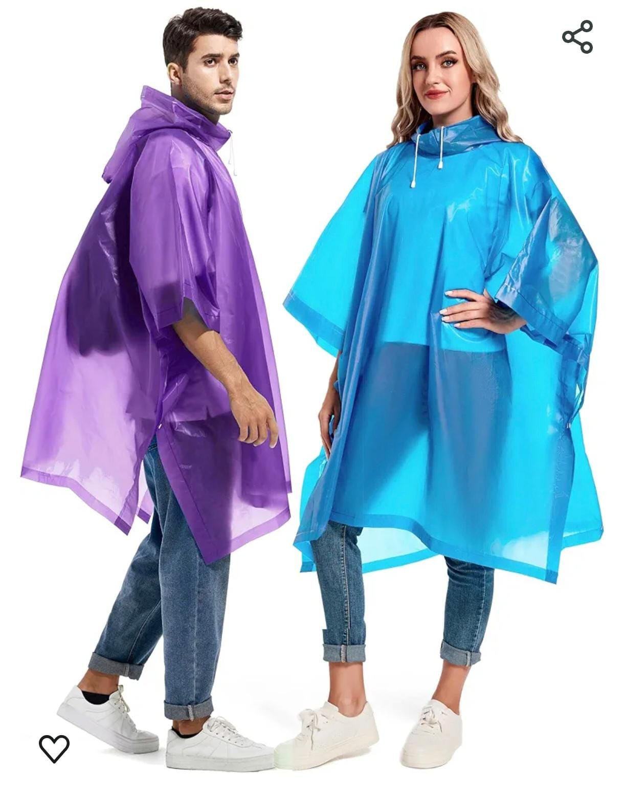Reusable Waterproof Rain Poncho for Adults | Heavy Duty Hooded Emergency Rain Coat