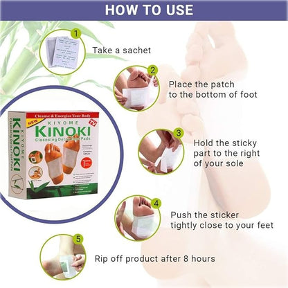 Kinoki Bamboo Vinegar Foot Detox Patches – Natural Overnight Foot Pads | Pack of 10
