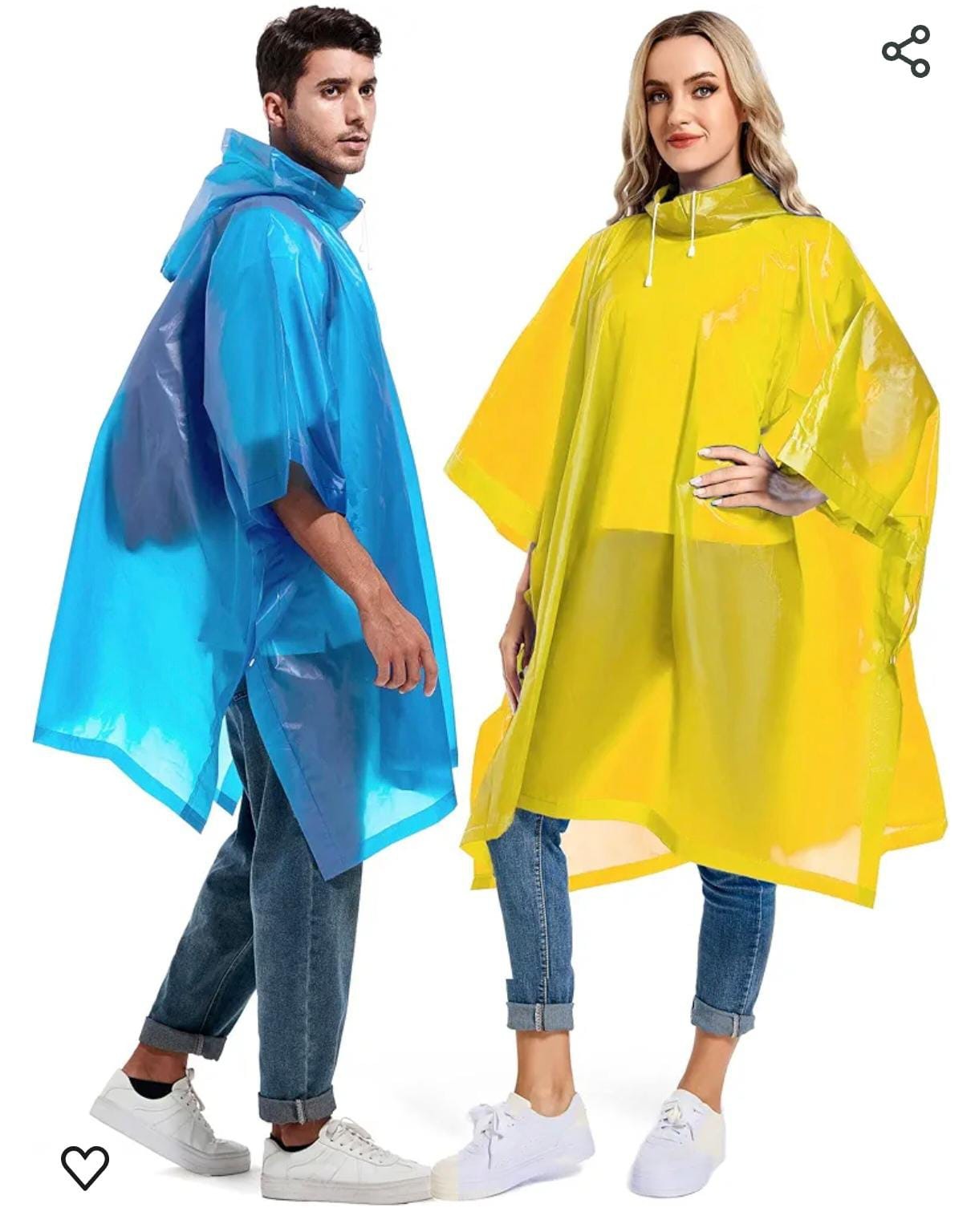 Reusable Waterproof Rain Poncho for Adults | Heavy Duty Hooded Emergency Rain Coat