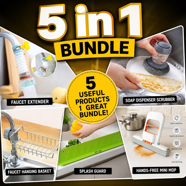 5-in-1 Kitchen Sink Cleaning & Organizer Set – Complete Cleaning Bundle